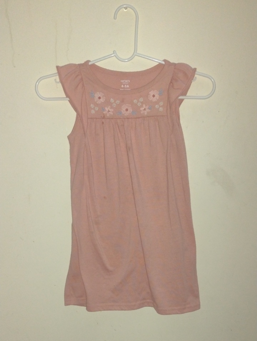 Carter's Soft Pink Floral Embroidered Sleeveless Nightgown